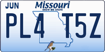 MO license plate PL4T5Z