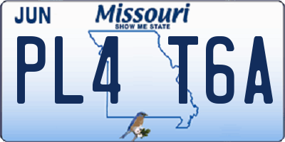 MO license plate PL4T6A