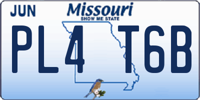 MO license plate PL4T6B