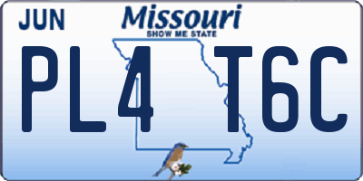 MO license plate PL4T6C