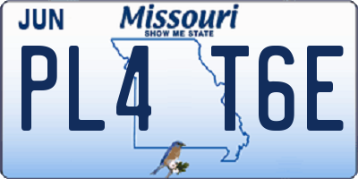 MO license plate PL4T6E