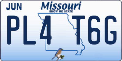 MO license plate PL4T6G