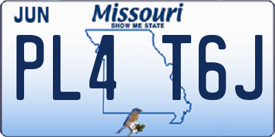 MO license plate PL4T6J