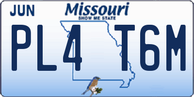MO license plate PL4T6M