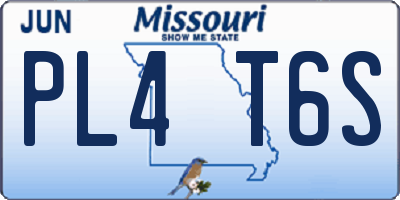 MO license plate PL4T6S