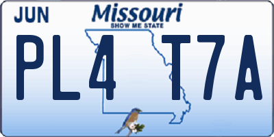 MO license plate PL4T7A