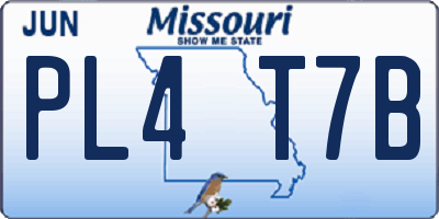 MO license plate PL4T7B