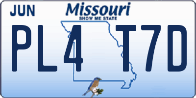 MO license plate PL4T7D