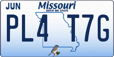 MO license plate PL4T7G
