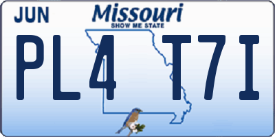 MO license plate PL4T7I