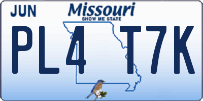 MO license plate PL4T7K