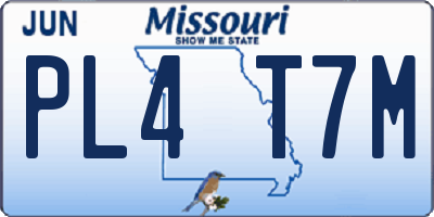 MO license plate PL4T7M