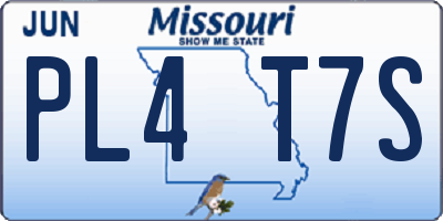MO license plate PL4T7S
