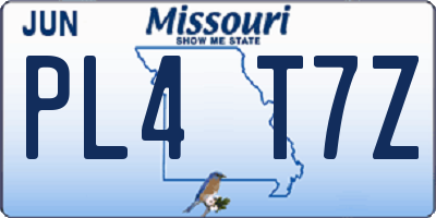 MO license plate PL4T7Z