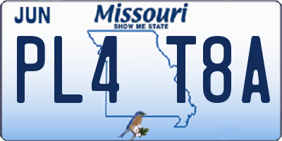 MO license plate PL4T8A