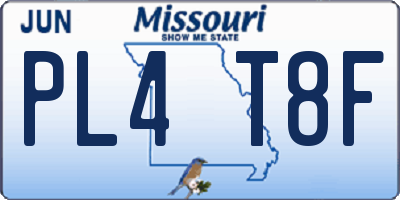 MO license plate PL4T8F