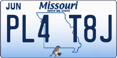 MO license plate PL4T8J