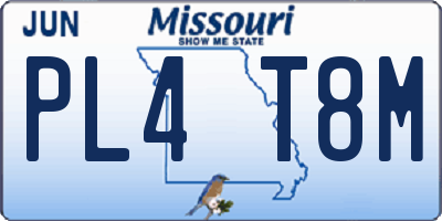 MO license plate PL4T8M