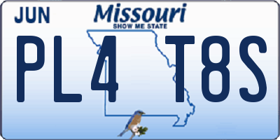 MO license plate PL4T8S
