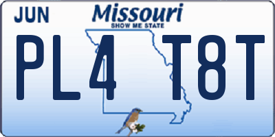 MO license plate PL4T8T