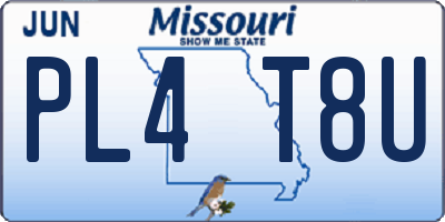 MO license plate PL4T8U