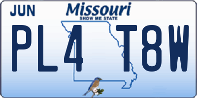 MO license plate PL4T8W