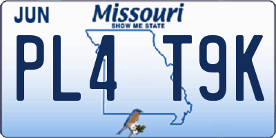 MO license plate PL4T9K