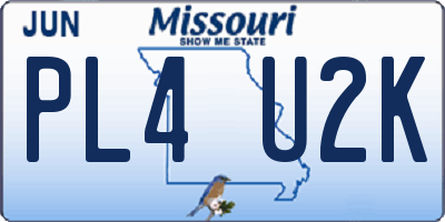 MO license plate PL4U2K