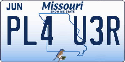 MO license plate PL4U3R
