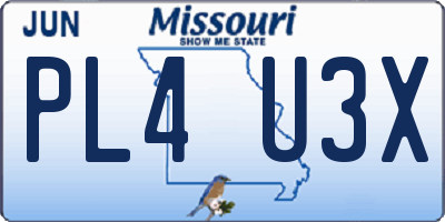 MO license plate PL4U3X