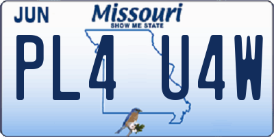 MO license plate PL4U4W