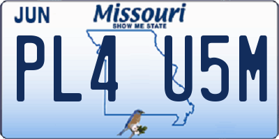 MO license plate PL4U5M