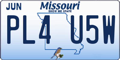 MO license plate PL4U5W