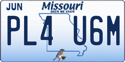 MO license plate PL4U6M