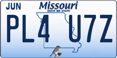 MO license plate PL4U7Z