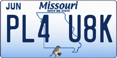 MO license plate PL4U8K