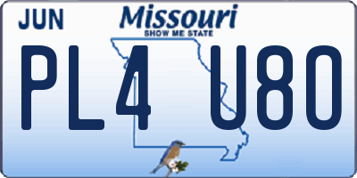 MO license plate PL4U8O