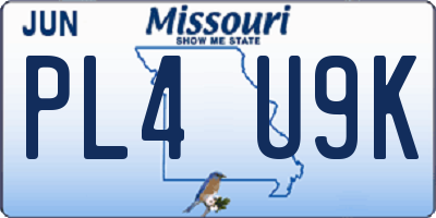 MO license plate PL4U9K