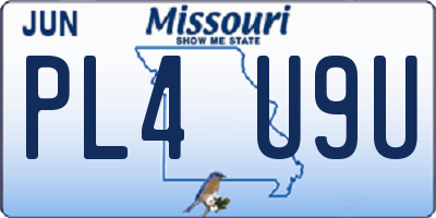 MO license plate PL4U9U