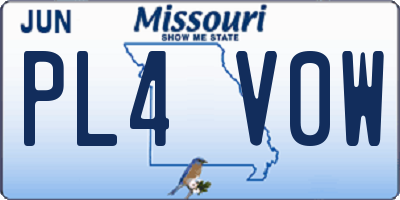 MO license plate PL4V0W