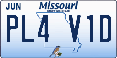 MO license plate PL4V1D