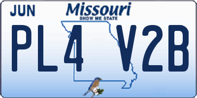 MO license plate PL4V2B