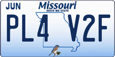 MO license plate PL4V2F