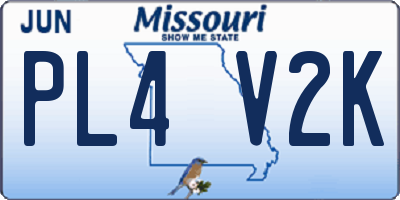 MO license plate PL4V2K