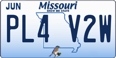 MO license plate PL4V2W