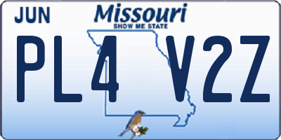 MO license plate PL4V2Z