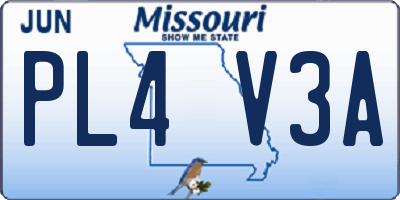 MO license plate PL4V3A