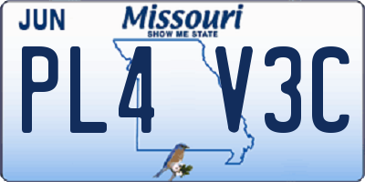 MO license plate PL4V3C