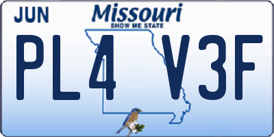 MO license plate PL4V3F