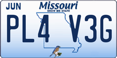 MO license plate PL4V3G